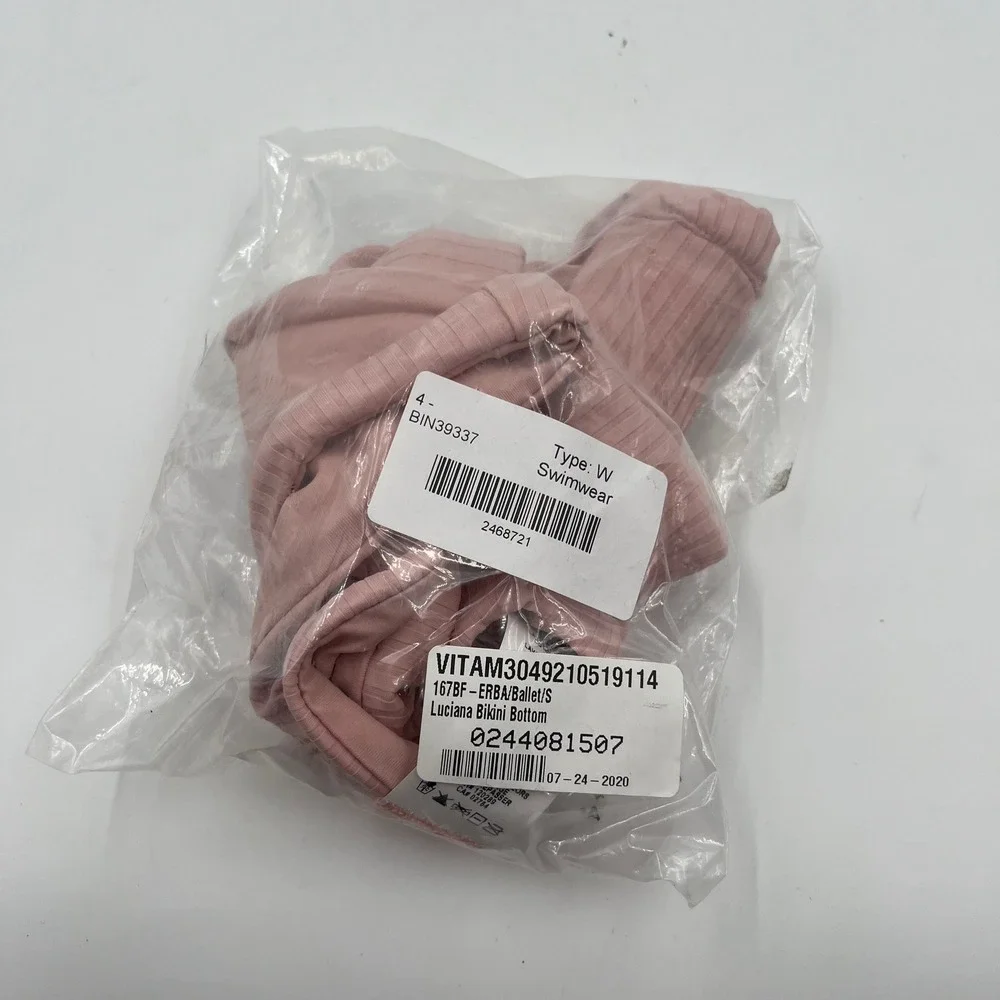 Vitamin A Luciana Ribbed Reversible Bikini‎ Bottom Ballet Pink 167BF - Size 6/S